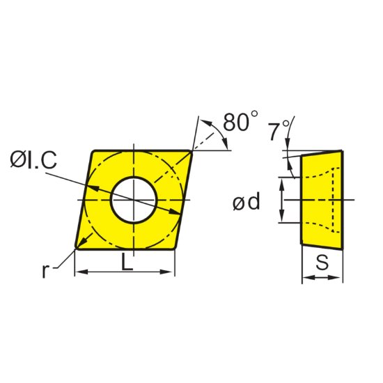 Picture of CCMT32.505 -FT LN10 Dijet CCMT09T302 -FT LN10 80.0° Positive Cermet 0.0080 0.20mm Radius Finishing